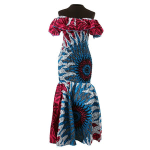 Pink & Blue 'Anwu' Elastic Gown