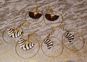 Kenyan Bone 'Batik Honey' Hoop Earrings