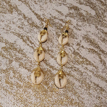 Load image into Gallery viewer, Swirl Cowry Shell Drop Earrings