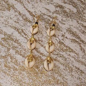 Swirl Cowry Shell Drop Earrings