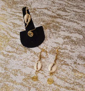 Cowry Shell & Brass Earrings