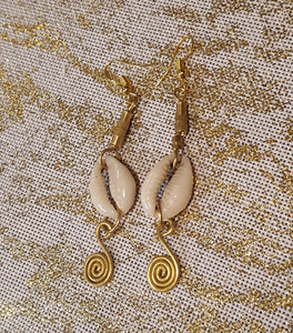 Cowry Shell & Brass Earrings