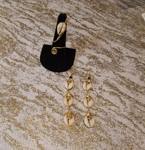 Swirl Cowry Shell Drop Earrings