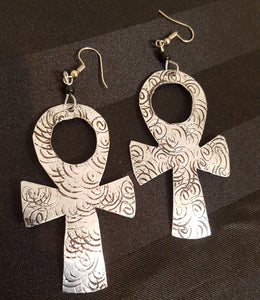 'Symbol of Life' Silver Ankh Earrings