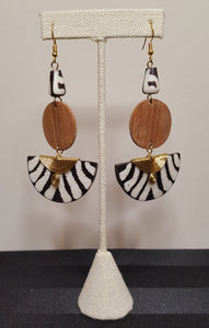 Kenyan Bone & Wood 'Batik Honey' Earrings