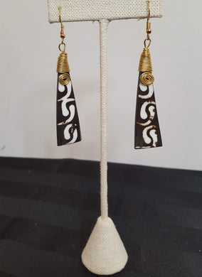 Kenyan Bone & Batik Bell Earrings