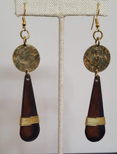 Load image into Gallery viewer, Kenyan Bone &amp; Golden Brass Teardrop Earrings