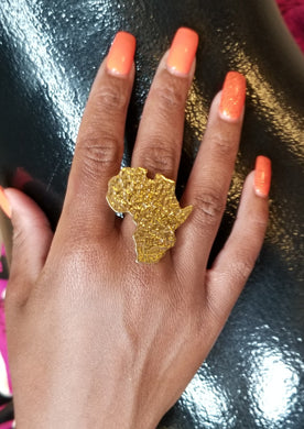 *Restocked* Adjustable Golden Brass 'Hammered Africa' Ring