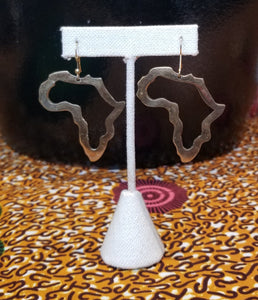 *Restocked* Medium Golden Brass 'Africa Map' Earrings