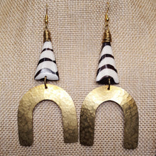Load image into Gallery viewer, XL Golden Brass &#39;Lucky Horseshoe&#39; Earrings