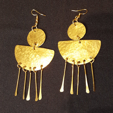 XL Golden Brass 'Half Moon' Earrings