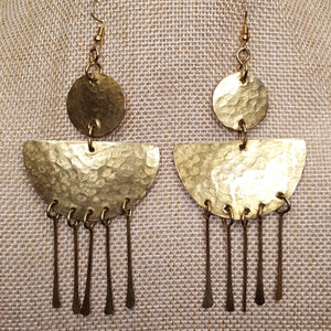 XL Golden Brass 'Half Moon' Earrings