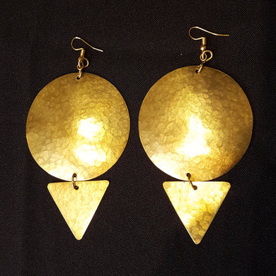 XL Golden Brass 'Full Moon' Earrings