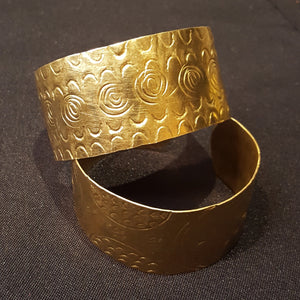 Golden Brass Hand-Etched Bracelet
