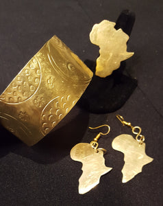 Small Golden Brass 'Solid Africa' Earrings
