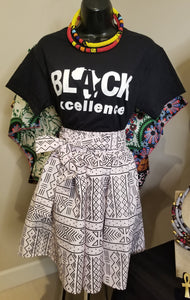 Black & White Tribal Print Short Skirt