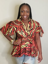 Load image into Gallery viewer, African Print Peplum Wrap Tops