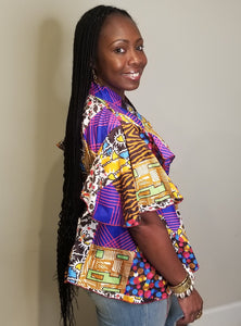 African Print Peplum Wrap Tops