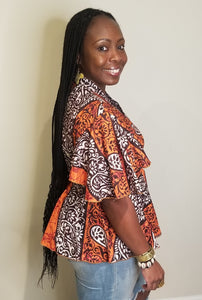 African Print Peplum Wrap Tops