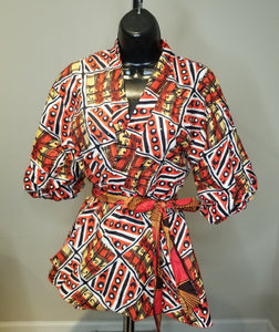 African Print Peplum Wrap Tops