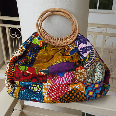 Wicker Handle Ankara Bag