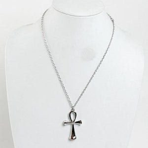 Unisex Silver Ankh Chain Necklace