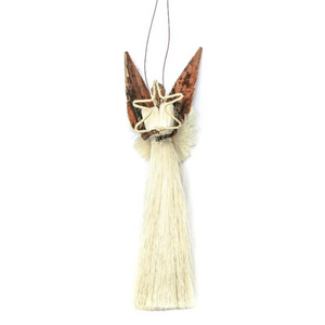 Holiday Ornament: Large Sisal & Banana Fiber Angel With Star