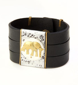 Unisex Leather Bracelet - Elephant