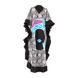 Load image into Gallery viewer, Mud Print Black Frill Luxury Kaftans