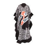 Load image into Gallery viewer, Mud Print Black Frill Luxury Kaftans