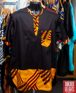 Ankara Delights Men's Red Stripe Top