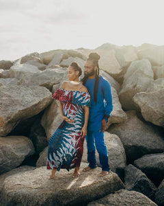 Pink & Blue 'Anwu' Elastic Gown