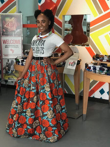 Melange Mode African Flower Maxi Skirt