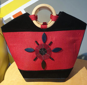 Leather Kenyan Handbag - Red/Black (Pre-Order)