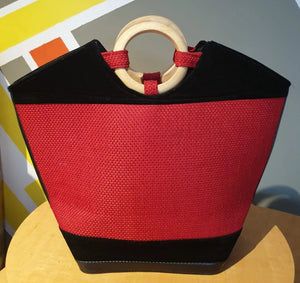 Leather Kenyan Handbag - Red/Black (Pre-Order)