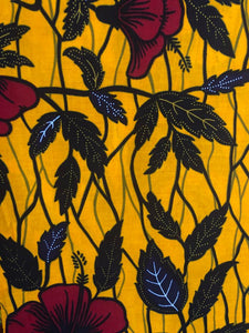'Hibiscus on Yellow' Ankara Fabric (2 yds)