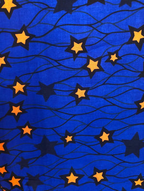Blue Golden Star Ankara Fabric (2 yds)