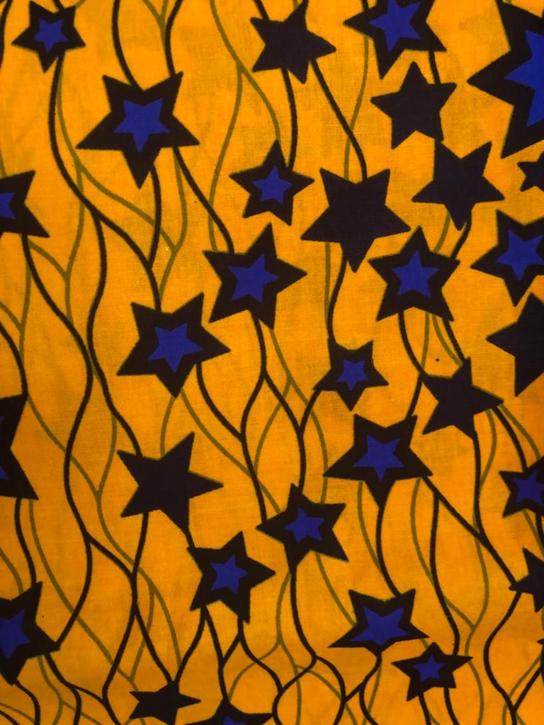 Golden Blue Star Ankara Fabric (2 yds)