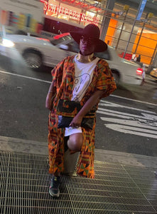 Unisex Kente Print Open Kaftan