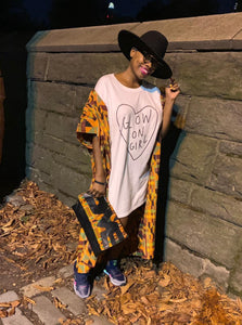 Unisex Kente Print Open Kaftan