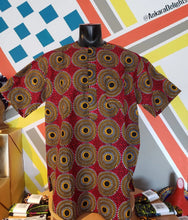 Load image into Gallery viewer, Ankara Delights Men&#39;s Red Circle Print Top