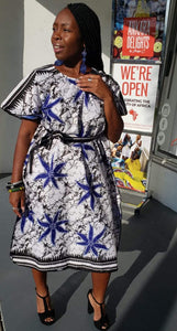 Blue Starfish Ankara Print Shift Dress