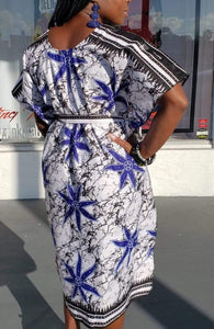 Blue Starfish Ankara Print Shift Dress