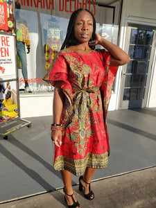 Festive Red Trad Print Shift Dress