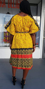 Yellow Batik Print Shift Dress