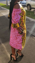 Load image into Gallery viewer, Off Shoulder Double Batik Print Shift Dress