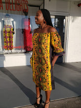 Load image into Gallery viewer, Off Shoulder Double Batik Print Shift Dress