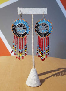 Maasai Beaded Fringe Earrings - Red