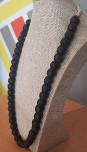 Ghanaian 'Matte Black' Glass Bead Necklace