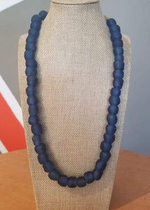 Ghanaian 'Dark Blue' Glass Bead Necklace